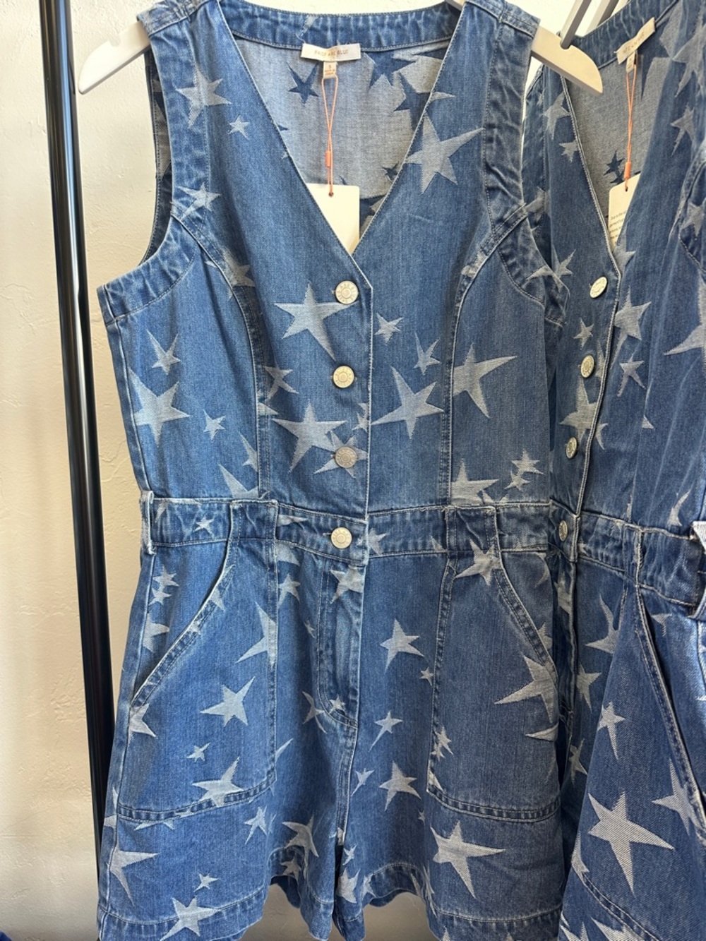 New with tags. Denim star romper. Skies are Blue. Shorts